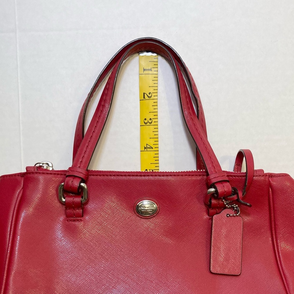 Coach Peyton Leather Mini Carryall Satchel Crossbody Bag in Red - Picture 16 of 16